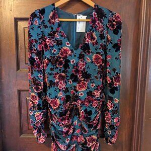 Teal Dress with Velvet floral